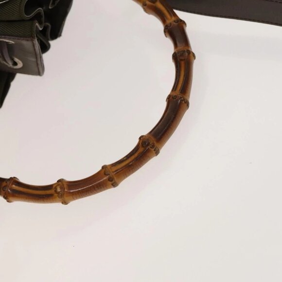 GUCCI Bamboo Hand Bag Nylon Leather 2way Brown Silver 001 2684 1657 Auth bs28274 - Picture 9 of 16